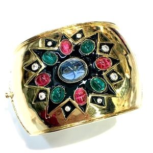 JARIN Mogul Stoned Domed Hinged Cuff Bracelet